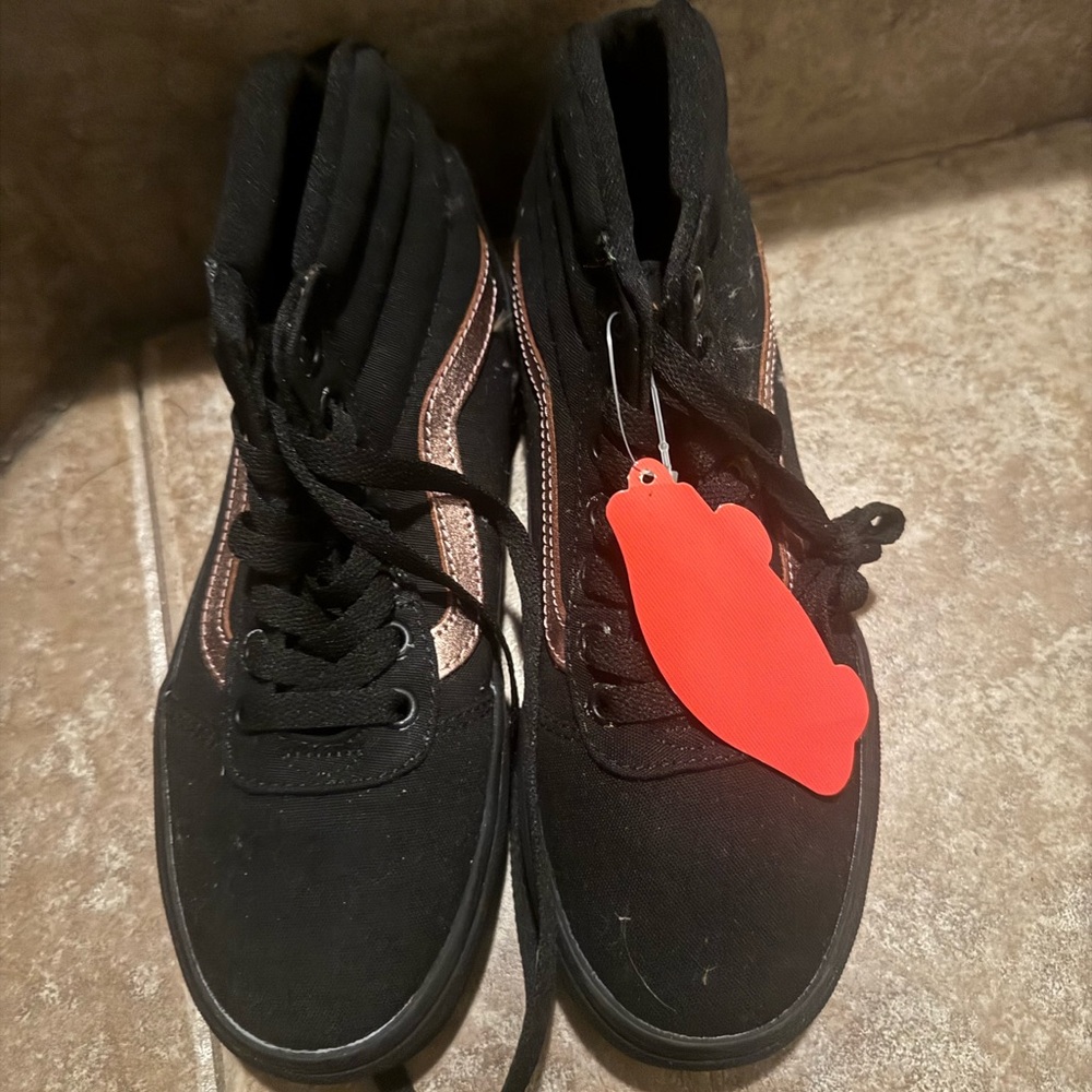 Black and Pink High-Top Sneakers
